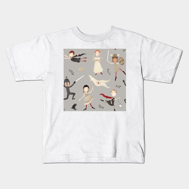 Heroes of History Kids T-Shirt by katherinequinnillustration